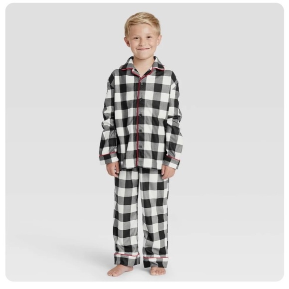 WONDERSHOP KIDS BUFFALO CHECK PAJAMA SET - WHITE/BLACK SIZE 2T (BRAND NEW) - Picture 1 of 2
